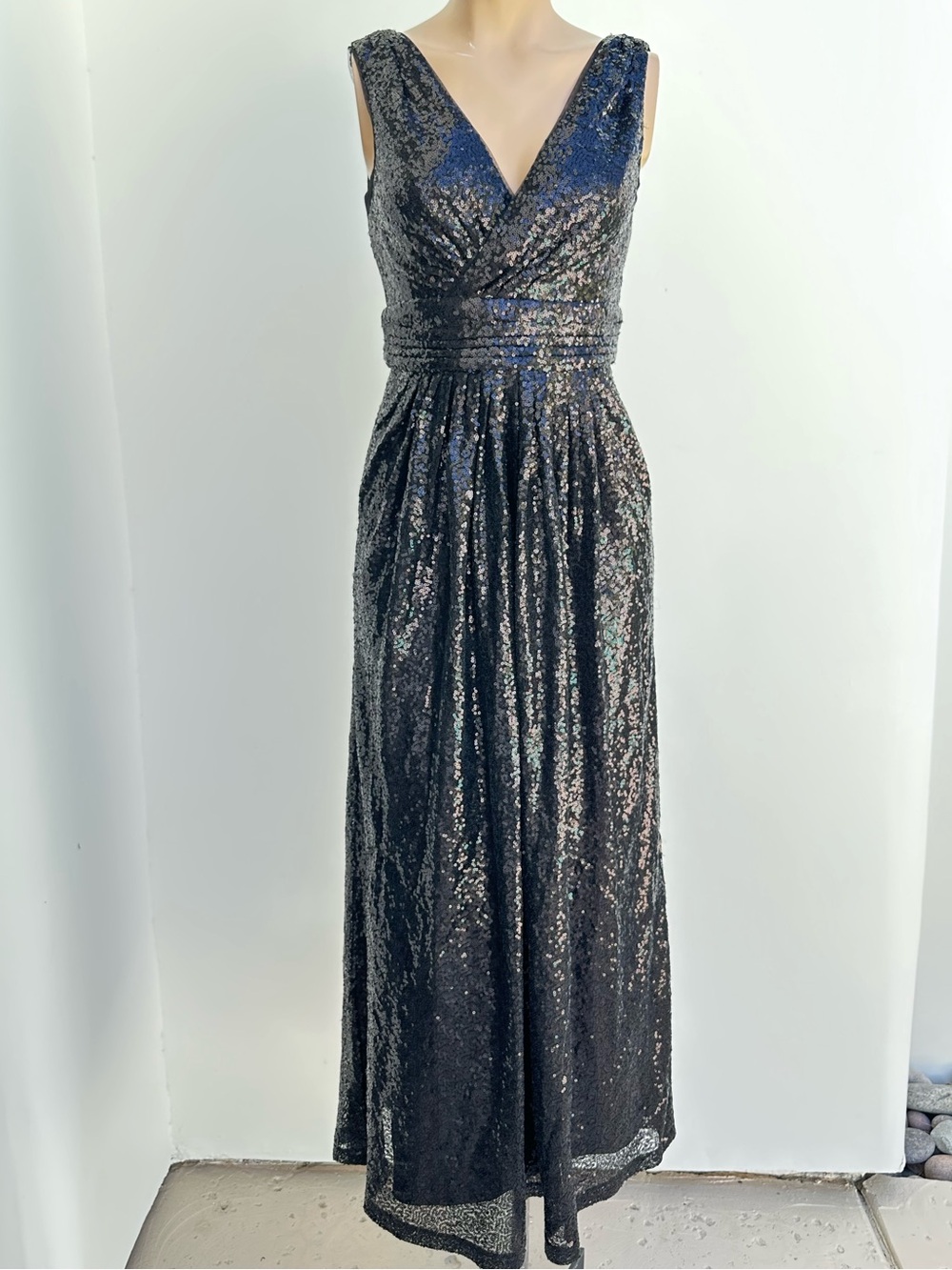 Black Sequin V-Neck Maxi Dress
